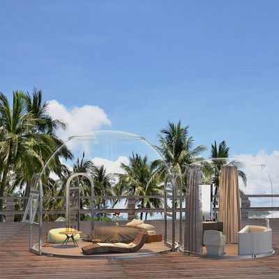 Vue panoramique maisons de conteneurs dôme vue étoile extérieure maison transparente et salle de soleil en plastique