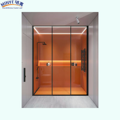 Porte de douche coulissante sans cadre en verre trempé avec poignée en acier et taille personnalisée