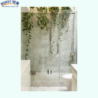 Porte de douche coulissante sans cadre en verre trempé avec poignée en acier et taille personnalisée