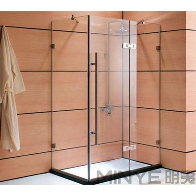 Porte de douche coulissante sans cadre en verre trempé avec poignée en acier et taille personnalisée