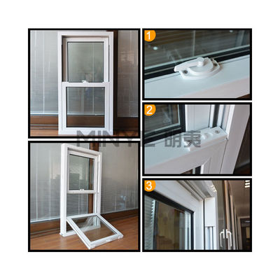 Moderne style de conception PVC/UPVC VIRTICAL fenêtres coulissantes avec fonctionnalité double suspendu