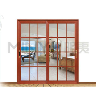 Système de portes coulissantes en aluminium d'entrée principale en bois avec style ouvert coulissant en vert or