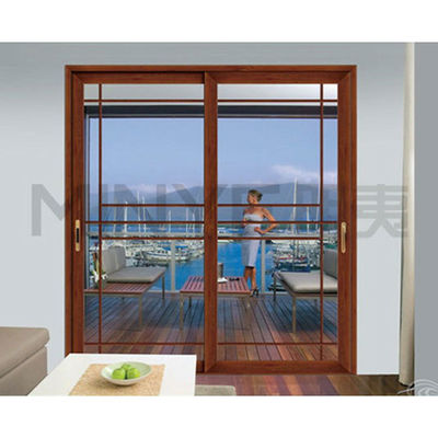 Système de portes coulissantes en aluminium d'entrée principale en bois avec style ouvert coulissant en vert or