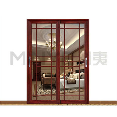 Système de portes coulissantes en aluminium d'entrée principale en bois avec style ouvert coulissant en vert or