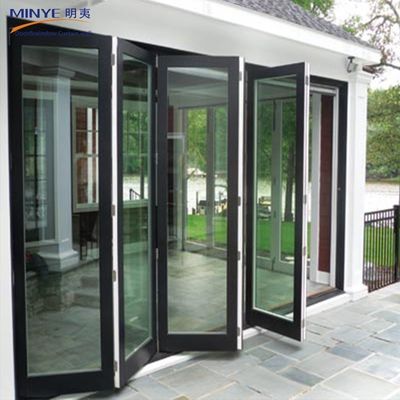 Porte en verre pliable en aluminium insonorisé de Shanghai avec double vitrage en verre durci