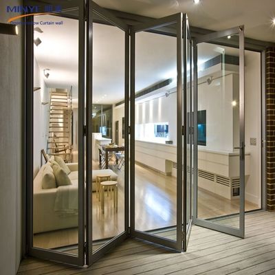 Porte coulissante à deux battants extérieure en verre d'aluminium avec rupture thermique
