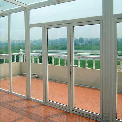 Décoration de porte en verre français avec profilé PVC blanc et double verre trempé