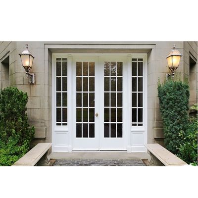 Décoration de porte en verre français avec profilé PVC blanc et double verre trempé