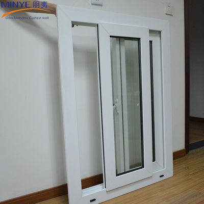 Fonction étanche au vent Double verre coulissant fenêtres verticales en UPVC avec avantage d'économie d'énergie