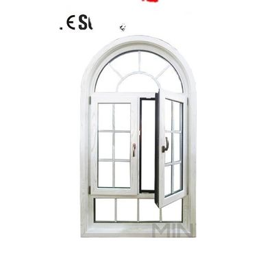 Fenêtre en aluminium revêtue de bois à rayon avec conception de grille 1,4 mm et 14 mm épaisseur de profil