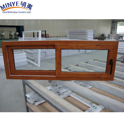 Cadre en plastique insonorisé UPVC/PVC Fenêtres coulissantes à double vitrage de couleur bois