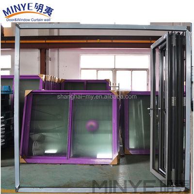 Style de conception moderne Taille personnalisée Fer Grill Portes de fenêtre Designs / Porte pliante en verre