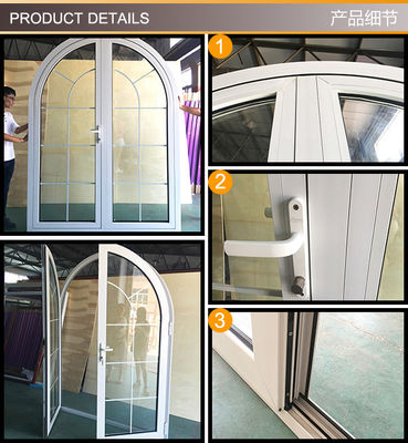 Style de conception postmoderne Porte en aluminium en inclinaison et en virage en verre de sécurité avec portes françaises en arc