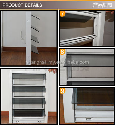 Des stores en verre d'aluminium de couleur personnalisés avec écran de mouche et matériau principal en aluminium