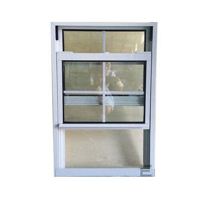 fenêtre coulissante verticale manuelle en UPVC avec filetage de verre trempé et de fibre de verre