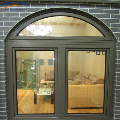 Fenêtre d'aluminium d'église avec grille haute fenêtre et double verre trempé swing design