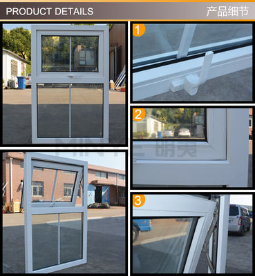 Cadre en UPVC et style de conception moderne Double vitrage trempé Fenêtre de auvent en blanc