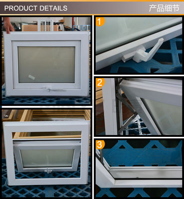 Cadre en UPVC et style de conception moderne Double vitrage trempé Fenêtre de auvent en blanc