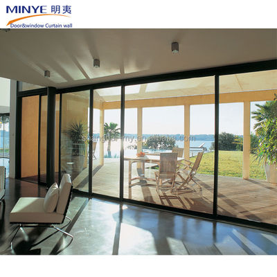 Portes coulissantes en aluminium de surface finie pour les intérieurs en verre insonorisé