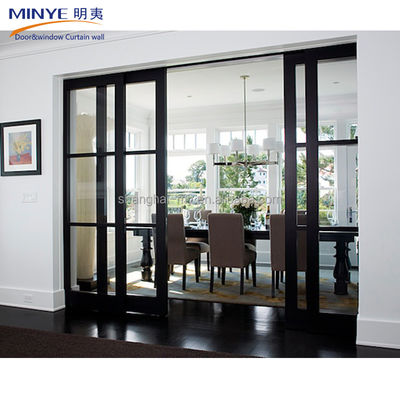 Portes coulissantes en aluminium de surface finie pour les intérieurs en verre insonorisé