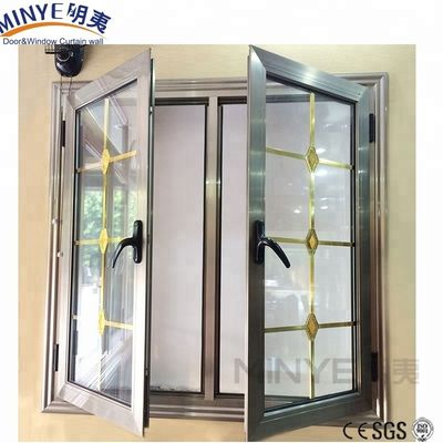 Vitres de fenêtre en aluminium à double vitrage de cour avec cadres de vitres à double vitrage de style américain
