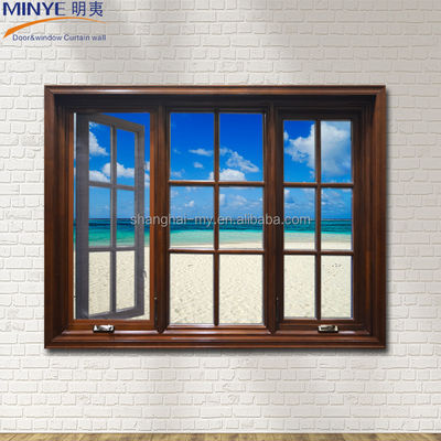Les fenêtres en bois d' aluminium de MINYE sont personnalisables et comprennent du verre trempé.