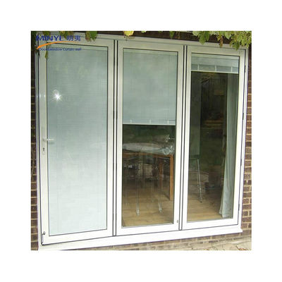 Porte coulissante en profilé en aluminium en verre pliable en surface finie pour taille personnalisée