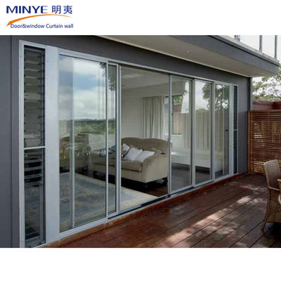 Porte coulissante en verre extérieur de couleur personnalisée avec alliage d'aluminium facile à installer
