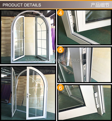 Allemagne Hardware Thermal Break Arche en aluminium Double fenêtre à carreaux avec grille