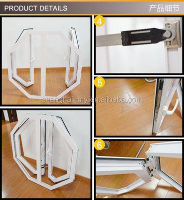 fenêtre à carénage en verre à double vitrage à cadre hexagonal en alliage d'aluminium à ouverture horizontale