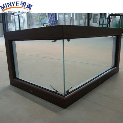 Fenêtre d'angle en verre en aluminium de couleur bois avec fonction étanche et conception en verre