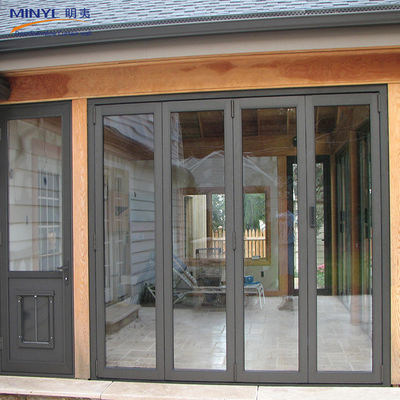 Porte double vitrée double tempérée Porte pliante en PVC en verre pour mur de séparation intérieur