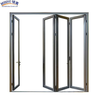 Porte en verre de balcon en aluminium avec méthode d'ouverture pliable et filetage de fibre de verre