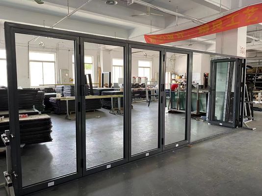 Porte en verre de balcon en aluminium avec méthode d'ouverture pliable et filetage de fibre de verre