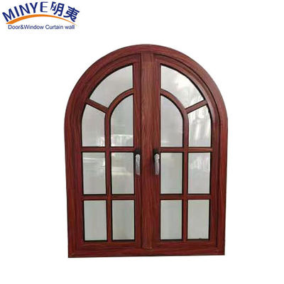 Cadre en alliage d'aluminium standard CE Meilleur design de coffrage en bois Grain Fenêtre à demi-voûte arquée