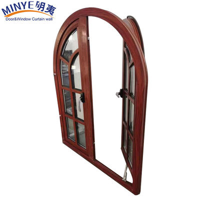 Cadre en alliage d'aluminium standard CE Meilleur design de coffrage en bois Grain Fenêtre à demi-voûte arquée