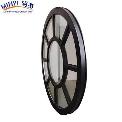Fenêtre à demi-cercle avec cadre en alliage d'aluminium et profilé en grain de bois