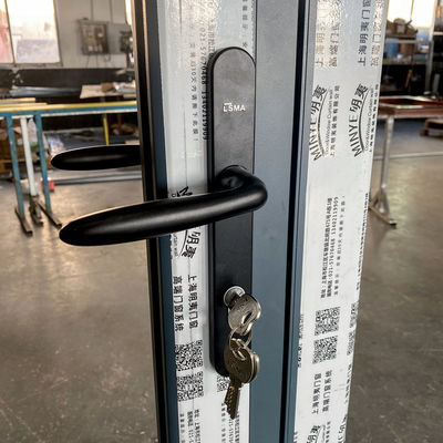 Matériel insonorisé Intérieur Bi-pliable double vitrage verre d'aluminium rupture thermique Bifold Patio portes pliantes