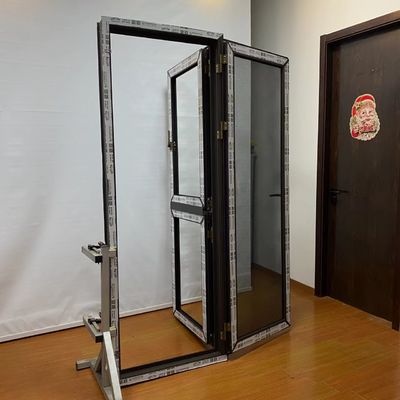 Porte en verre minimaliste avec fenêtre en aluminium à double feuille
