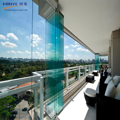 Belle porte pliante en verre en aluminium sur mesure sans cadre avec isolation thermique