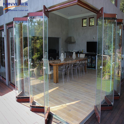 Belle porte pliante en verre en aluminium sur mesure sans cadre avec isolation thermique