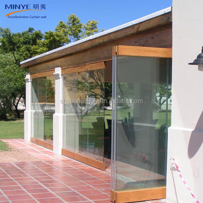 Belle porte pliante en verre en aluminium sur mesure sans cadre avec isolation thermique
