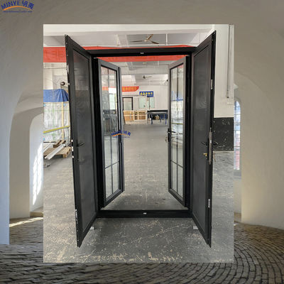 Porte en verre double trempé résidentielle à rupture thermique en aluminium avec matériel de haute résistance