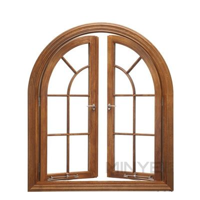 fenêtre en aluminium à profil semi-arrondie à arc avec conception en grains de bois