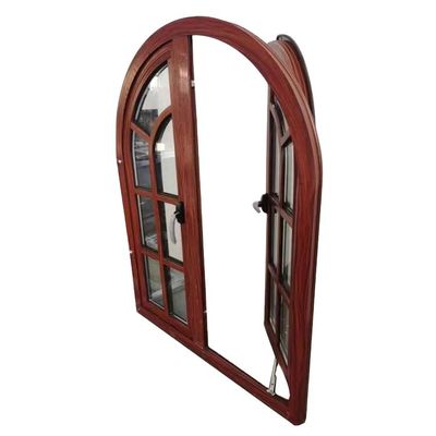 fenêtre en aluminium à profil semi-arrondie à arc avec conception en grains de bois
