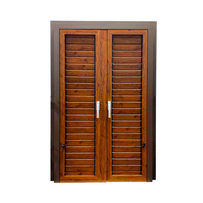 fenêtre de volet en aluminium à ouverture horizontale personnalisée avec finition en grain de bois