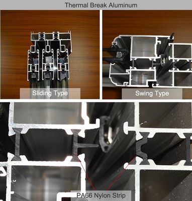 Design moderne intérieur en aluminium portes françaises avec économie d'énergie et isolation thermique