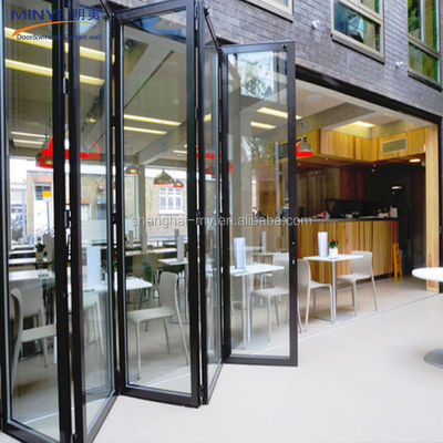 Porte pliante en aluminium revêtue de poudre à haute performance à double verre trempé