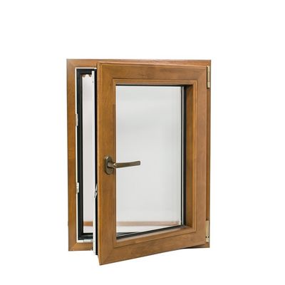 Conception de grains de bois à rupture thermique en aluminium, fenêtre inclinable et tournante avec double verre trempé