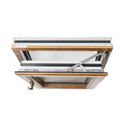 Conception de grains de bois à rupture thermique en aluminium, fenêtre inclinable et tournante avec double verre trempé